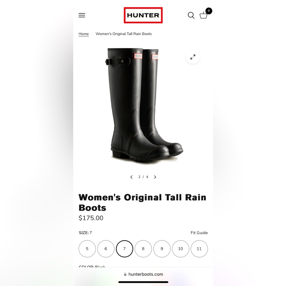 Tall Hunter Rain Boots Sz 7